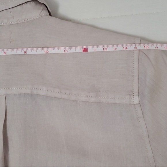 100% Linen Beige Short Sleeve Shirt - sz XS/S - Picture 9 of 11